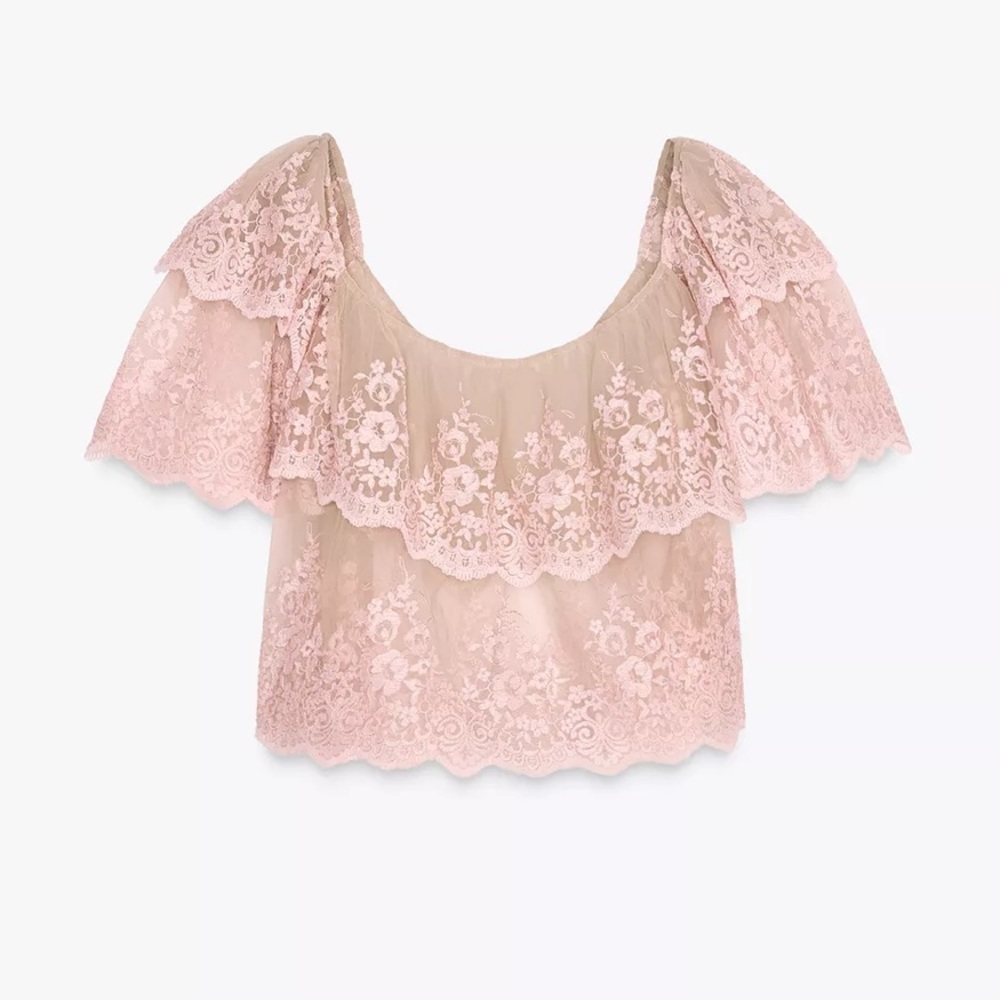 Zara Embroidered Ruffle Top - Picture 8 of 10